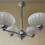 Hanglamp Lamp Plafondlamp Art Deco 1930 4 Arms Clichyglas Frans thumbnail 12