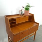 Zweeds Teak Secretaire Met Lades En Uitschuifbaar Blad, Bureau thumbnail 4