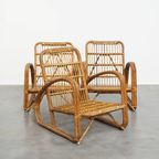 Set Van 3 Luxe Franse Rotan Vintage Design Fauteuils Uit De Jaren ’50 thumbnail 3