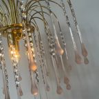 Xl Vintage Roze Murano Kroonluchter Hanglamp Kristallen Pegels thumbnail 9