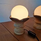 2 Brutalist Vintage Tafel Lampen Keramiek Jaren 70. thumbnail 5