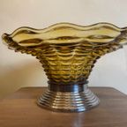 Amber Kleurige Glazen Schaal Fruitschaal Art Deco 1930 Frans thumbnail 6