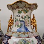 Vintage Oosterse Vazen Balustervazen, Canton Vaas Porselein thumbnail 2