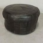 Vintage Leren Peof Ottoman, Zwart thumbnail 8