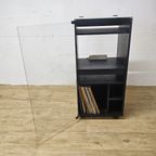 Vintage Vinylkast / Platenspeler Meubel (jaren 80) Hout,glas (80s) Lp Opberg Kast /vinyl Cabinet thumbnail 11