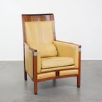Prachtige Art Deco Schuitema Design Fauteuil In Geel Leer Met Een Hoge Rug Uit De Decoforma Serie thumbnail 2