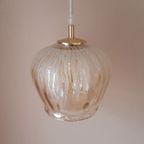 Vintage Hanglamp Amberkleur | Frosted Glas | Jaren 60 Lamp thumbnail 2