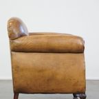 Unieke Antieke Fauteuil Gemaakt Van Schapenleer Met Mooie, Sierlijke Pootjes thumbnail 4