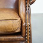 Comfortabele, Charmante Schapenleren Oorfauteuil Met Mooie Kleuren En Een Prachtig Patina thumbnail 10