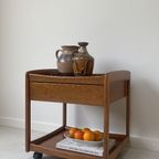 Vintage Houten Bijzettafel Op Wielen thumbnail 6