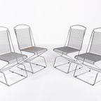 Set Of 4 Vintage Architectural Steel Wire Chairs, Italy thumbnail 2