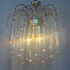 3 Stuks Beschikbaar Vintage Murano Roze Teardrop Kroonluchter Hanglampen thumbnail 5