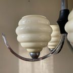 Lamp Art Deco 1930 Frans Chroom 4 Arms Licht Gele Schalen thumbnail 3