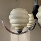 Lamp Art Deco 1930 Frans Chroom 4 Arms Licht Gele Schalen thumbnail 2