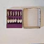 Antieke Theelepels In Doos Verzilverd Zilver thumbnail 6