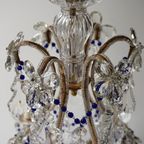 Vintage Kobalt Blauwe Murano - Glas En Kristal - Kroonluchter Met Kralen thumbnail 11