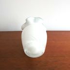 Wit Swirl Vaasje Met Turquoise Murano  Mondgeblazen, Jaren '60/'70 thumbnail 2