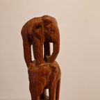 Vintage Beeld Teakhouten Olifant Toren Olifant Beeldje thumbnail 6