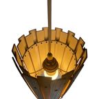 Ca. 1960’S Ceiling Fixture - Scandinavian Design - Teak Wood Multiplex Cilinder And Matching Ceil thumbnail 8