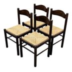 Set Van 4 Donkerbruine Houten Stoelen Jaren 70 Minimalist thumbnail 5