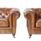 Vintage Chesterfield Club Fauteuil Cognac Leer thumbnail 2