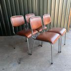 Set/4 Italian Mid-century Tavo Stoelen In Cognac Skai Leder thumbnail 10