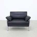 Postmoderne Fauteuil In Chroom & Leer, 1980s thumbnail 3