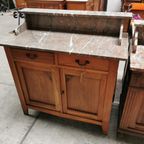 Vintage Frans Dressoir Commode, Ladekast Badkamermeubel Met Marmer Blad 211 thumbnail 18