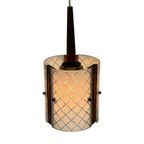 Ca. 1960’s Ceiling Fixture - Scandinavian Design - With Teak Wood And Curved Glass, thumbnail 4