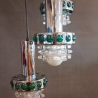 Dutch Design, Chrome And Glass Dragon Teeth Pendants Lamps thumbnail 14