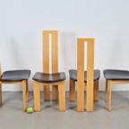 4 Vintage Beuken Leer Eetkamerstoelen Pietro Costantini Ello thumbnail 3