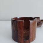 Vintage Set. Deens Ontwerp. Houten Onderzetters (6) En Kurkentrekker. thumbnail 2