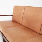 Mid-century Danish Modern 3-seats Sofa With Cognac Leather Cushions thumbnail 6