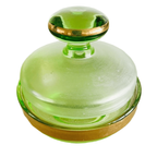 Art Deco Stijl Poederdoos Mat Groen Glas Jaren 50 thumbnail 3