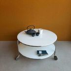 Strakke Design Salontafel, Ronde Tafel, Glas En Staal thumbnail 8