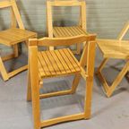 Set Van 4 Vintage Houten Klapstoelen Eetkamerstoelen thumbnail 6