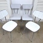 Prachtige Rode Bruine Witte Vintage Retro Formica Stoelen thumbnail 18