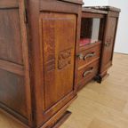 Vintage Mid Century Art Deco Tv Meubel, Dressoir Marmer Blad thumbnail 8