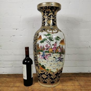 Keramische Vaas Keramische Bloemenvaas Decoratief Blauw En Wit Porseleinen Vazen ​​met Kruisbloemdeksel Gemberpot Bloempot Bloemenvaas Groot Antiek Decoratief H40cm