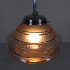 Art Deco Hanglamp Met Ufo-Vormige Glazen Bol, Jaren 30 thumbnail 8