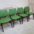 Nieuw Bekleed 4 Vintage Eetkamerstoelen Opnieuw Bekleed Groene Stoelen thumbnail 2