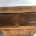 Vintage Zweedse Secretaire Met Ingelegde Kap thumbnail 2