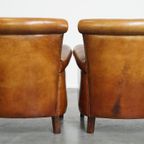 Set Van 2 Mooie En Comfortabele Schapenleren Fauteuils/ Armchairs Met Een Mooi Patina thumbnail 4