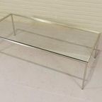 Vintage Postmodern Chroom En Glas Salontafel thumbnail 5