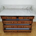 Vintage Frans Dressoir Commode, Ladekast Badkamermeubel Met Marmer Blad 113 thumbnail 7