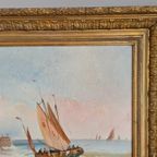 Een Stel 19e Eeuwse Zeegezichten - L. Edouard thumbnail 3