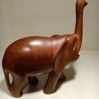 Vintage Gesneden Houten Olifant Trunk Up thumbnail 4