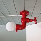 Wandlamp Met Kraan In Rood Keramiek, Jaren 70 thumbnail 8