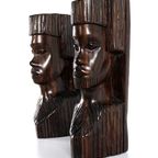 Vintage Set 2 Afrikaanse Houten Beelden thumbnail 8