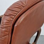 Vintage Møbler Sweden Fauteuil Bruin Leer Gecapitonneerd ‘60 thumbnail 7